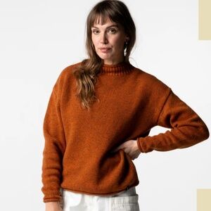 Finisterre Orange Rust Taran Mockneck Wool Sweater